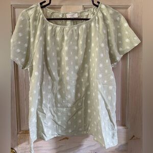 NWT Ann Taylor Loft Embroidered Shirred Scoop Neck Top. Women’s XL